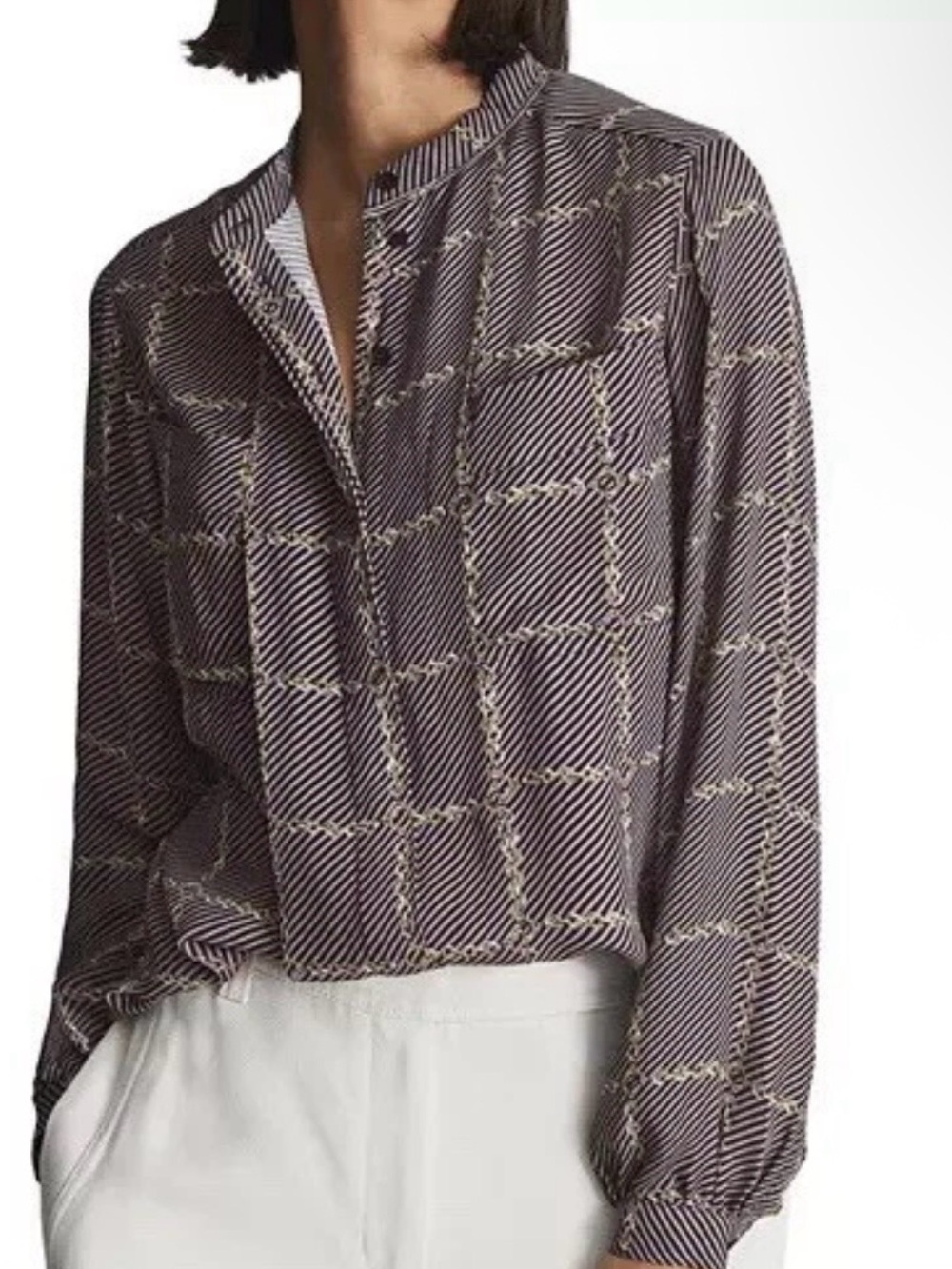 Reiss Nyla Chain Print Button Front Shirt
